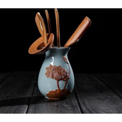 Chinese Classical Tea Accessories Celadon Tea Scoop Needle Digger Kungfu teapot Six Gentlemen of Tea Handmade Natural Bamboo