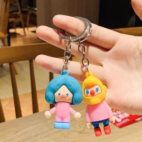 Hot Creative New Cute Keychain Cartoon Little Old Man Little Old Lady Couple Bag Pendant Accessories Car Couples Keyring Ornamen