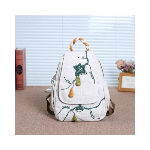 Fashion national string appliques women shopping backpacks!Nice prints Lady zipper&Hasp backrack New Original canvas backruck