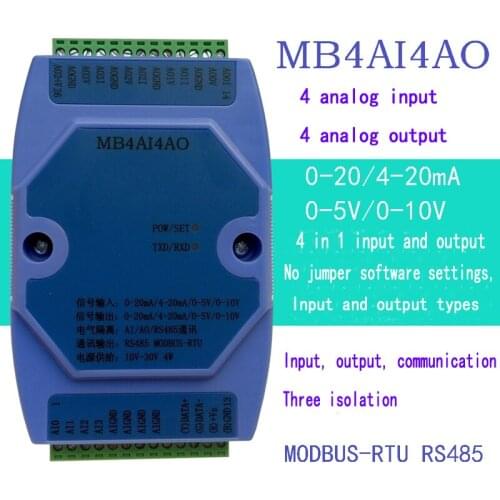 MB4AI4AO 4-channel 0-20MA / 4-20MA / 0-5V / 0-10V analog input and output acquisition module RS485 MODBUS
