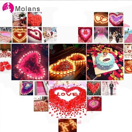 MOLANS 5*5cm Silk Cloth Stimulated Rose Petals for Wedding Room Arrangement Romantic Sweet Wedding Decorations 500/1000/2000Pcs