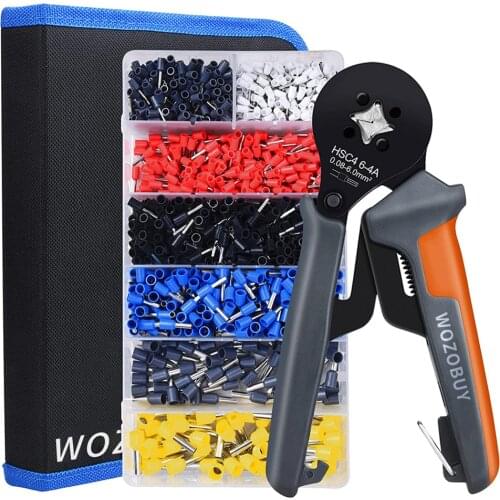 HSC4 6-4A Ferrule Crimping Tool Kit, AWG28-10 0.08-6mm2 Mini Wire Crimping Pliers Set, Electricians Pliers with Tube Terminal