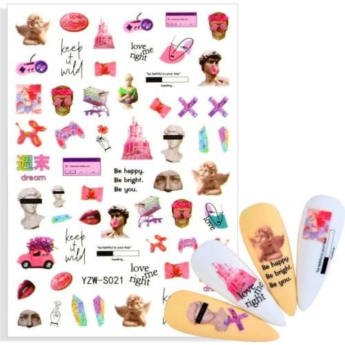 2021 NEW Adhesive Nail Art Sticker Retro Car Abstract Image Sexy Lips Self-adhesive Decal Tattoos Sliders Manicure DIY Tools