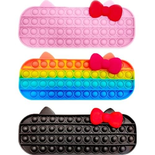 New Pencil Case Push Bubble Fidget Toys Anime Antistress Adhd Anxiety Soft Pencil Bags Sensory Kawaii Pops Kids Christmas Gift
