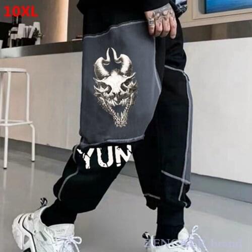 Autumn new trendy brand mens casual joggers loose black plus size pants hip-hop trousers 8XL 7XL 9XL 10XL streetwear tracksuit