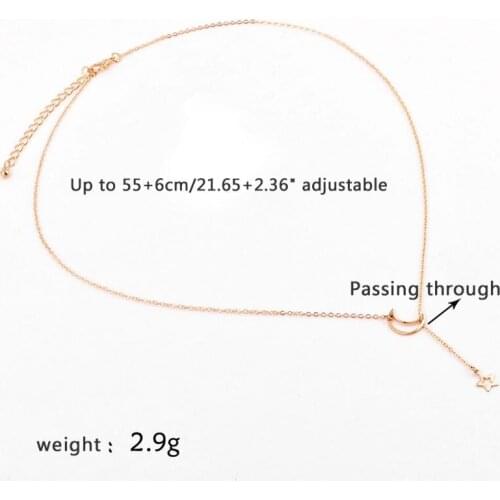 40GB Lariat Necklace Simple Crescent Star and Moon Y Pendant Necklace Fashion Jewelry