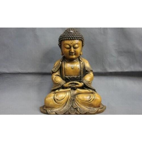 Song voge gem S1024 Tibet Buddhism Temple Copper Bronze Amitabha Shakyamuni RuLai Buddha God Statue