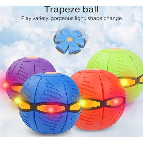Flat Deformation Ball Flying Saucer Shape Glowing Toy Outdoor Bouncing Ball Rebound Bouncing Ball Parent-Child Interaction Game