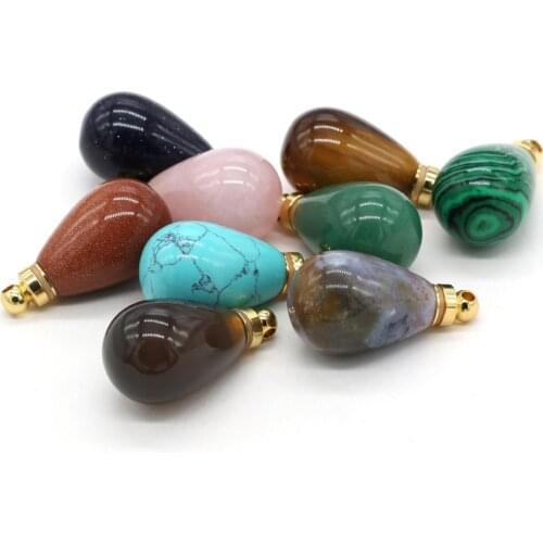 Fashion Rose Quartz Crystal Vial Pendants Perfume Bottle Necklace Charms for Jewelry Making DIY Women Necklace Accessories