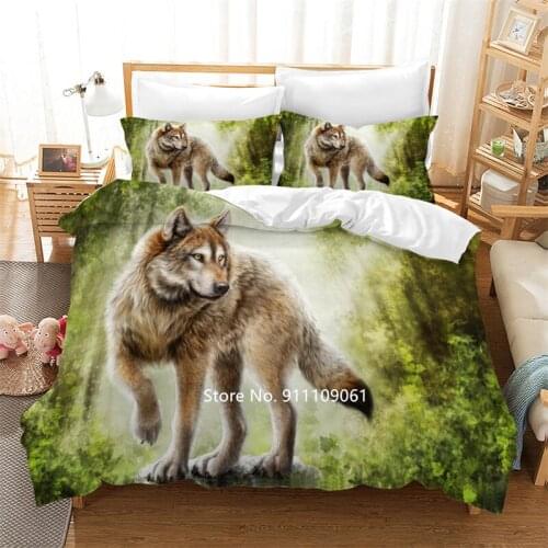 Animal Bedding Wolf 3D Printed Down Quilt Cover Pillowcase for Men Quality Home Textile Bedroom Decoration 2-3 Pieces of Bedding