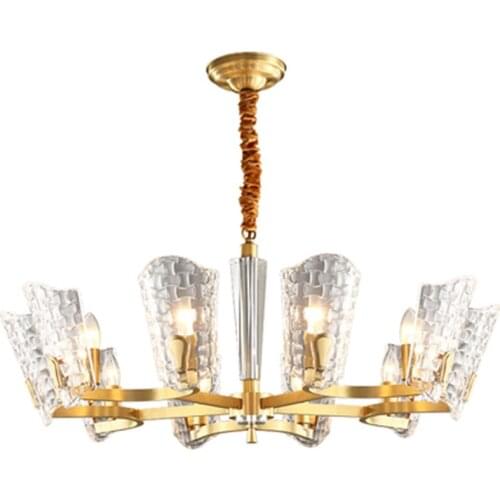 Postmodern luxury LED chandelier lighting Nordic Copper hanging lamp Crystal home deco fixtures for living room hall bedroom