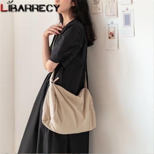 Casual Solid Color Design Messenger Bag High Quality Nylon Large Capacity Women Shoulder Bag Travel Bags Mobile Phone Bag Wallet