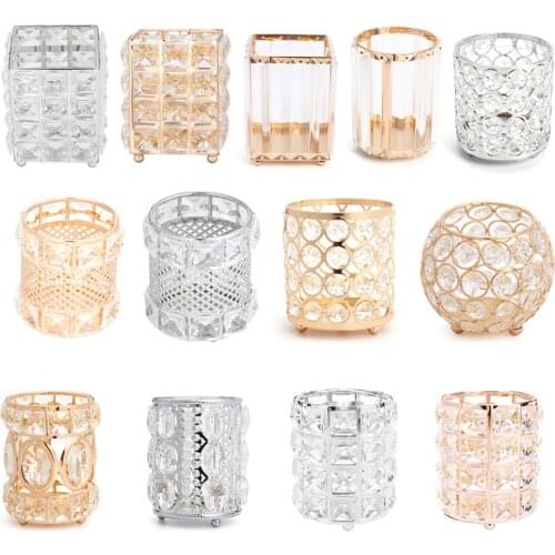 Crystal Makeup Organizer Metal Storage Box European style Eyebrow Pencil Lipstick Holder Makeup Brush Holder Cosmetic Organizer