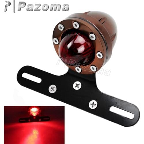 Retro Motorcycle Led Tail Brake Stop Light w/ License Plate Bracket Holder Universal For Bobber Chopper Cafe Racer XS650 Custom
