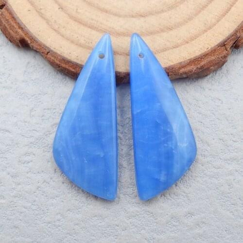 Natural Blue Jasper Earrings,34x13x4mm 6g Semiprecious Stone Fashion Jewelry Women Earrings Accessories
