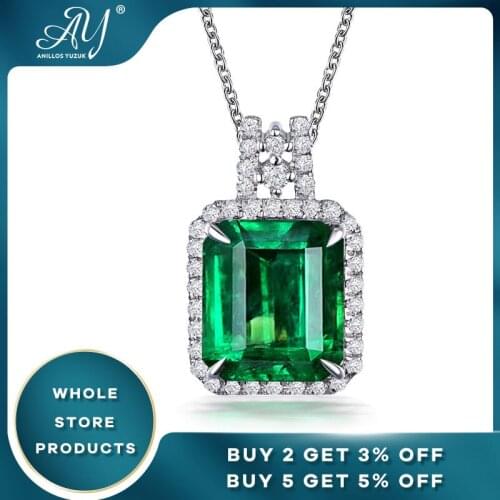 Anillos Yuzuk Real Sterling Silver 925 Fine Jewelry Suqare Green Emerald Pendant Necklace For Women Necklace Anniversary Gifts