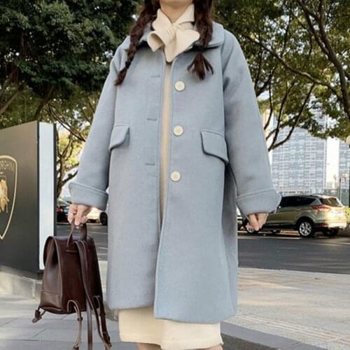 Autumn/Winter Japanese Kawaii Lolita Sweet Girl Gentle Fairy Woolen Coat Harajuku Preppy Offiec Lady Elegant Vintage Trench Coat