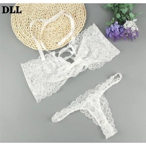 Female Lace Thong Lingerie Back Straps Women Sexy G-string Panties Bandage Intimates Underwear Underwear White