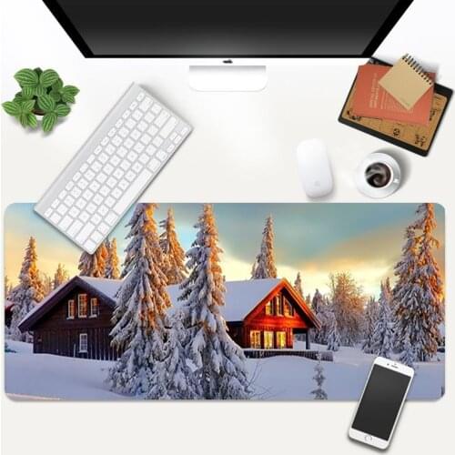 Winter Snow Tree House Mousepad Large MousePads Desk Mat Mouse Mat MousePad Natural Rubber Non-slip Custom Hot Sell Carpet Home