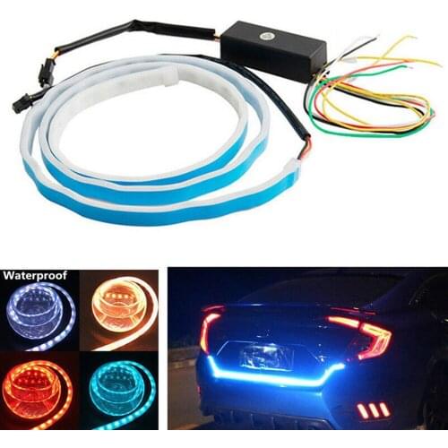 1.2m 12V Car Lights Four Colors Flow Type 36 LED Car Tailgate Strip Waterproof Brake Driving Turn Signal Lamp Lights Universal