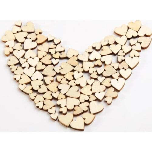 100 Pcs Wood Love Heart Shape Buttons Table Scatter Craft DIY Wedding Decor