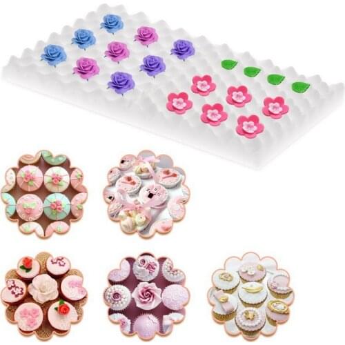 2pcs/set Fondant Mold Cake Decorating Tool Chocolate Sugar Flower Petal Drying Foam Mat Shaping Sponge Pads Gum Paste Mold W8