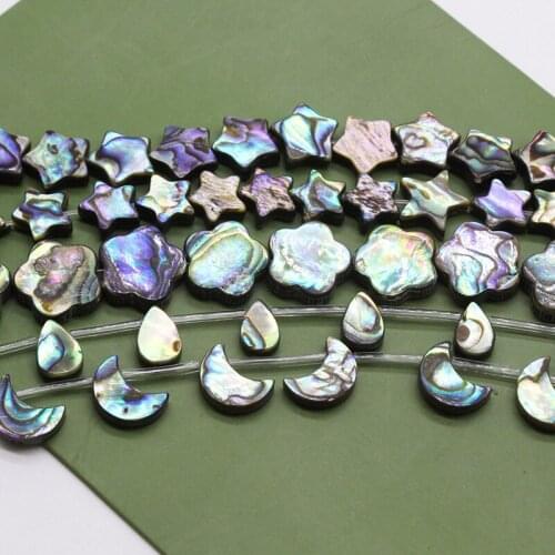 5pcs/bag Natural Abalone Shell Five-pointed Star Moon Shell Beads for DIY Womens Fashion Bracelets Necklaces Earrings Jewelry