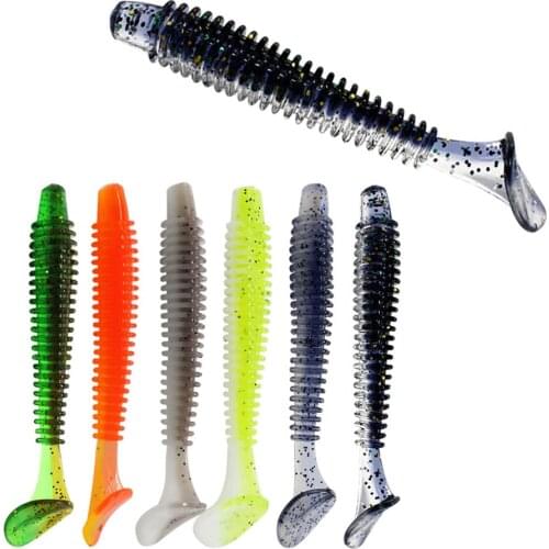 12Pcs fishing lure soft pike lure 5cm 6cm 7.5cm Two-tone T Tail Soft Bait bass fishing tackle shad soft bait boat seabass bait