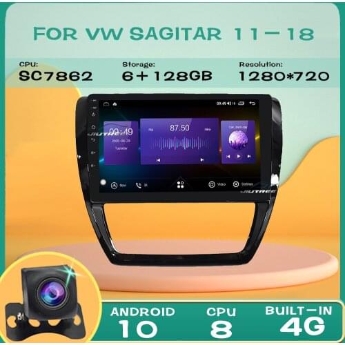 6GB+128GB Android 10.0 Car Radio For Volkswagen VW Sagitar 2011-2018 Car GPS Multimedia Player Stereo receiver With Frame 2DIN