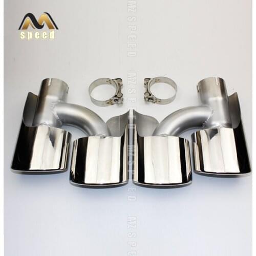 Car accessories 304 stainless steel exhaust pipe muffler tail throat h-shaped bilateral four-out flat type universal tail throat