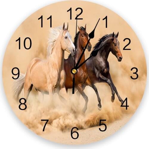 Running Horse Animal 3D Wall Clock Modern Design Brief Living Room Decoration Kitchen Clock Art Wall Watch Home Decor