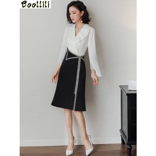 Boollili Spring Summer Dress 2020 Vintage Office Dress for Women Black White Party Dress Elegant Ladies Dresses Clothes Vestidos