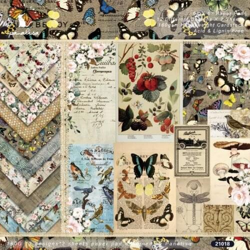 Panalisacraft 24 sheets 6"X6"vintage patterned paper pad Scrapbooking paper pack handmade craft paper craft Background pad card