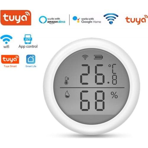 Tuya WIFI Temperature And Humidity Sensor Indoor Hygrometer Thermometer With LCD Display Support Alexa Google Assistant