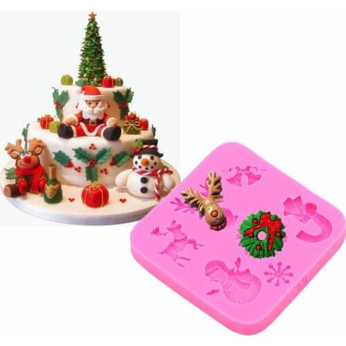 Gadgets Fondant Molds Christmas Silicone Mold Ornament Candy Cane Snowman Sleigh Silicone Mold