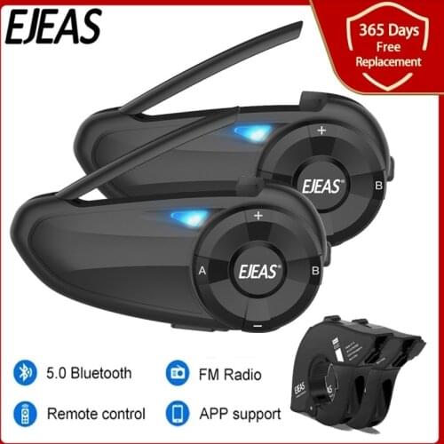 2PCS EJEAS Q7 Quick7 Bluetooth 5.0 Quickly Pair Waterproof Motorcycle Intercom Helmet Headset Up to 7 Riders Wireless Interphone