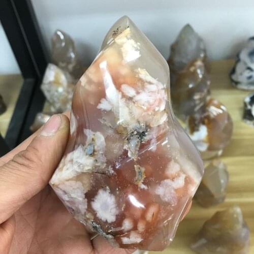 Beautiful cherry blossom agate ornament natural agate crystal reiki healing as home decoration 1pcs