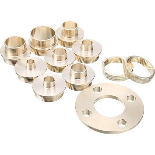 Brass Template Router Guides Set +8pcs Router Guides+2pcs Lock Nuts +1pc Adapter 10mm-30mm Template Guide Bushing Kit