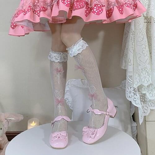 Summer Lolita Stockings Kawaii Girls Lace Ankle Overknee High Socks Lolis Cosplay Accessories Sweet JK Uniform LO Dress Hollow