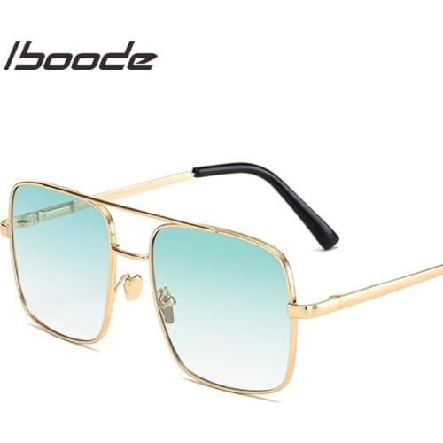 Iboode New Brand Design Double Beam Square Sunglasses Men Women UV400 Travel Driving Fashion Eyeglasses Female Gafas De Sol