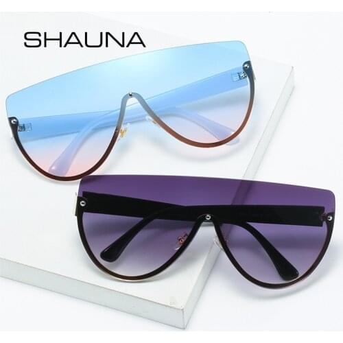 SHAUNA Retro Oversized One Piece Sunglasses Women Fashion Semi-Rimless Gradient Sun Glasses Shades UV400 Men