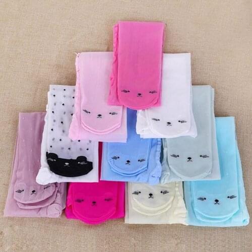 2020 New Fashion Tights For Girls Cartoon Thin Silk Pantyhose Kids Candy Color Dot Dance Stocking Child Girls Tights