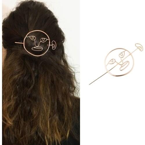 New Exaggerated Hair Ornaments Glossy Hollow Face Makeup Hairpin Alloy Hairpin Maruko Hair Accessories