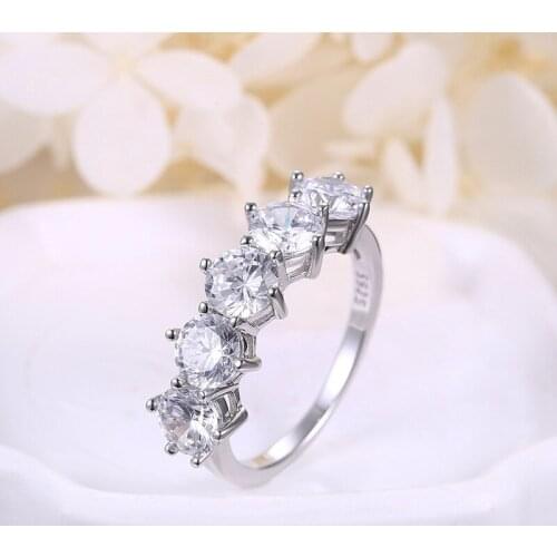 Moissanite Band Diamond White Gold Plated Moissanite Ring Wedding Jewelry For Bride Bridesmais Souvenir 1.5CTW F Color Engagemen