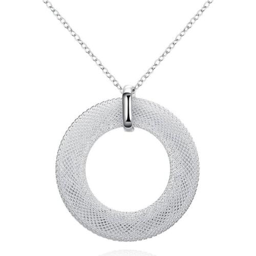 925 Sterling Silver Necklace Pendant High Quality Wedding Fine Link Chain Vintage Fashion Round Reticular Elegant Jewelry Gift