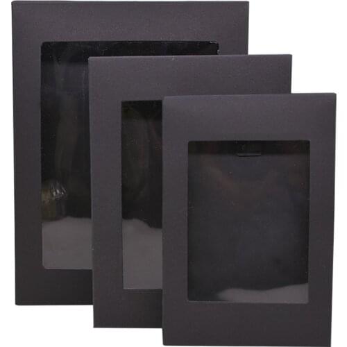 6-pcs Present Boxes Kraft Paper Craft 3.2-7 inch Candy Cookies Chocolate Packageing Clear Box Wedding Christmas Gift Box DIY