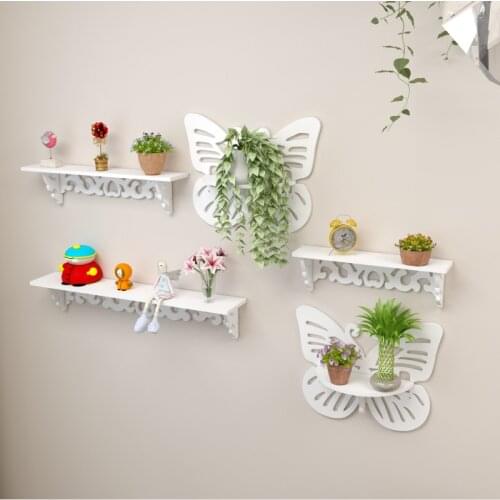 Punch-free Butterfly Flower stand organizer Home Hanging Wall Shelves Shelf Rack Display Storage Rack Ornament Holder Hanger