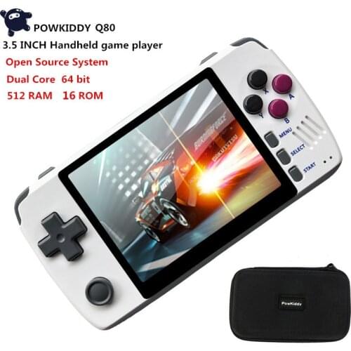 Powkiddy Q80 handheld video Game Console Dual core 16G ROM Open source system 3.5 " Screen Built-in 1000+Games PS1 18 Simulator