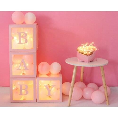 Letter Name Transparent Balloon Box 1 Year Old Boy Girl Party Gift Box Wedding Decoration Baby Shower Birthday Party Decoration