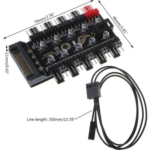 PWM Fan 10 Hub Sata Molex Cooler Cooling Fan Splitter Cable Fan Speed Controller Control Switch Fan Tools Accessories